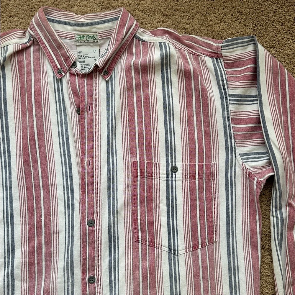 Ash Creek Trading Striped Denim Button Down Shirt - Picture 2 of 8